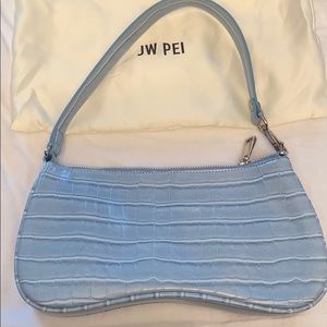 Baby blue leather bag.